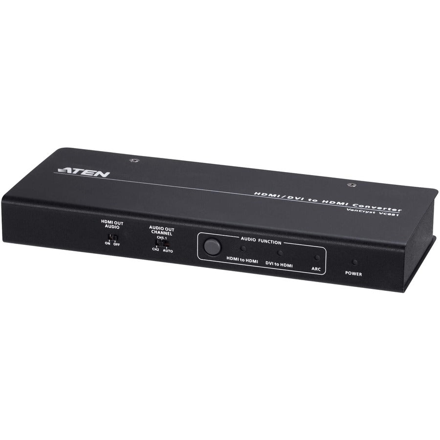 ATEN 4K HDMI/DVI to HDMI Converter with Audio De-Embedder - 3840 × 2160 - DVI In - 1 x HDMI In - 1 x HDMI Out - Metal - VC881