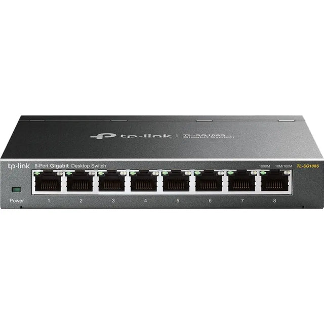 TP-Link TL-SG108S - 8 Port Gigabit Ethernet Switch - Limited Lifetime Protection - Desktop/Wall-Mount - Plug & Play - Fanless - Sturdy Metal - 802.1p/DSCP QoS & IGMP Snooping - Compact Design TP-LINK