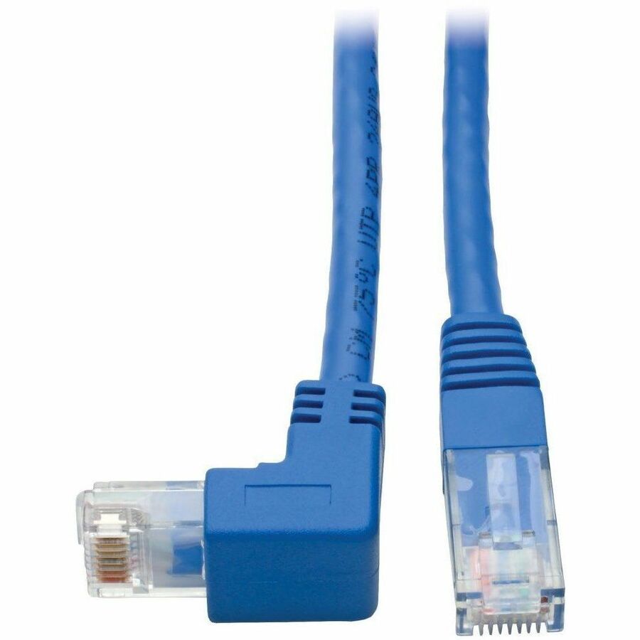 Tripp Lite Down-Angle Cat6 UTP Patch Cable (RJ45) - 1 ft., M/M, Gigabit, Molded, Blue - 1 ft Category 6 Network Cable for Workstation, Network Device, Switch, Printer, Router, Server, Modem - First En...  - N204-001-BL-DN EATON