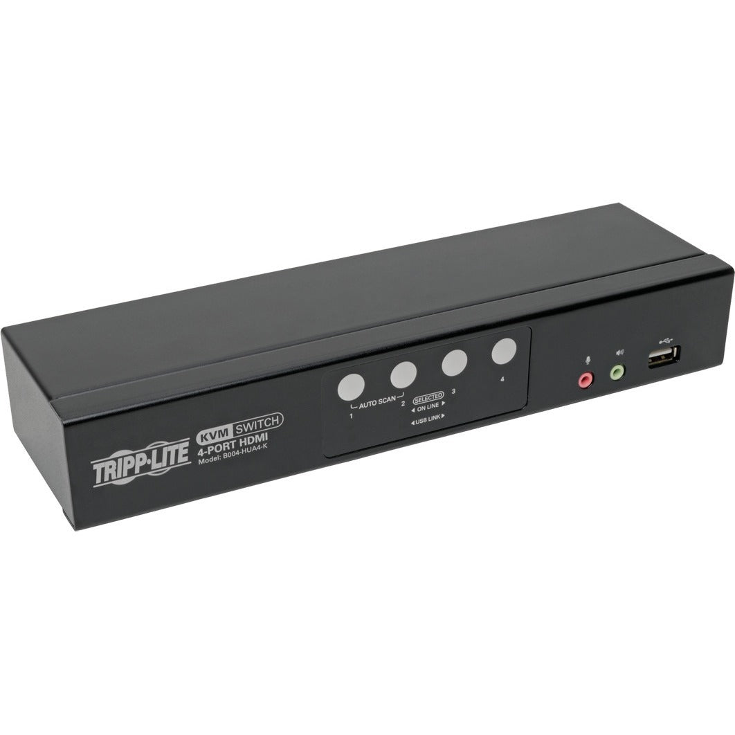 Tripp Lite 4-Port HDMI/USB KVM Switch with Audio/Video and USB Peripheral Sharing - 4 Computer(s) - 1 Local User(s) - 1920 x 1200 - 8 x USB - 5 x HDMI - B004-HUA4-K