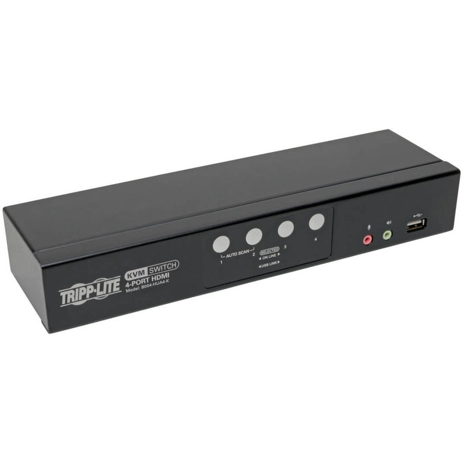 Tripp Lite 4-Port HDMI/USB KVM Switch with Audio/Video and USB Peripheral Sharing - 4 Computer(s) - 1 Local User(s) - 1920 x 1200 - 8 x USB - 5 x HDMI - B004-HUA4-K