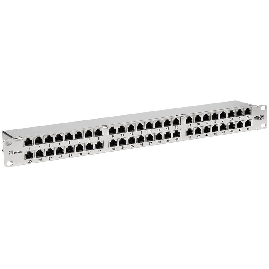 Tripp Lite Cat5e / Cat6 Patch Panel 48-Port Shielded Krone IDC 568B RJ45 1U - 48 Port(s) - 48 x RJ-45 - 1U High - Silver - Rack-mountable - TAA Compliant - N252-048-SH-K