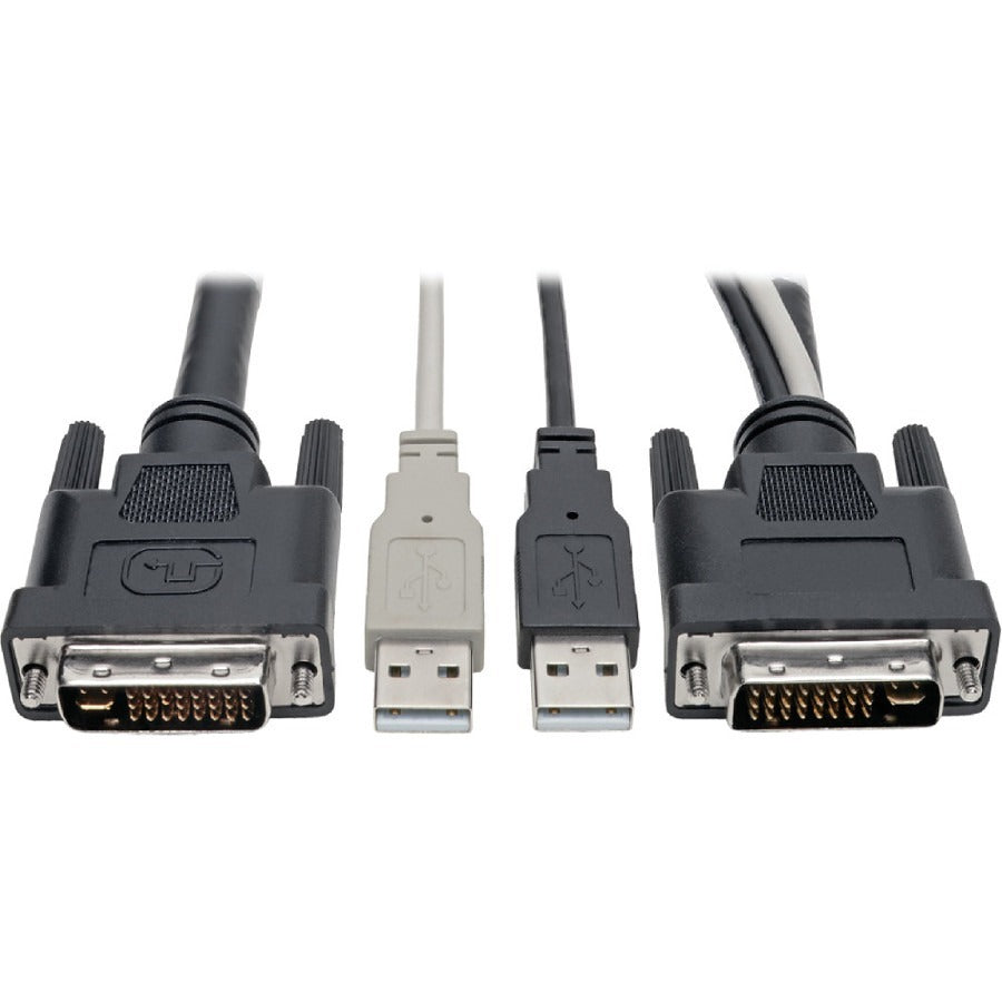 Tripp Lite DVI to USB-A Dual KVM Cable Kit 2x Male 2x Male 1080p @60Hz 10ft - 10 ft KVM Cable for Monitor, Keyboard/Mouse, KVM Switch - First End: 1 x DVI-I (Dual-Link) Male Digital Video - Second End...  - P760-010-DVI