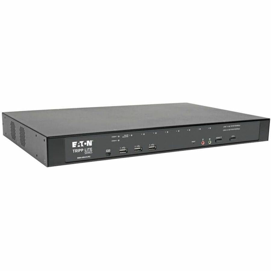 Tripp Lite Cat5 KVM Switch Over IP 8-Port w/ Virtual Media 2 Users 1URM TAA - 8 Computer(s) - 1 Local User(s) - 1 Remote User(s) - 11 x Network (RJ-45) - 2 x PS/2 Port - 6 x USB1 x VGA - Rack-mountabl...  - B064-008-01-IPG