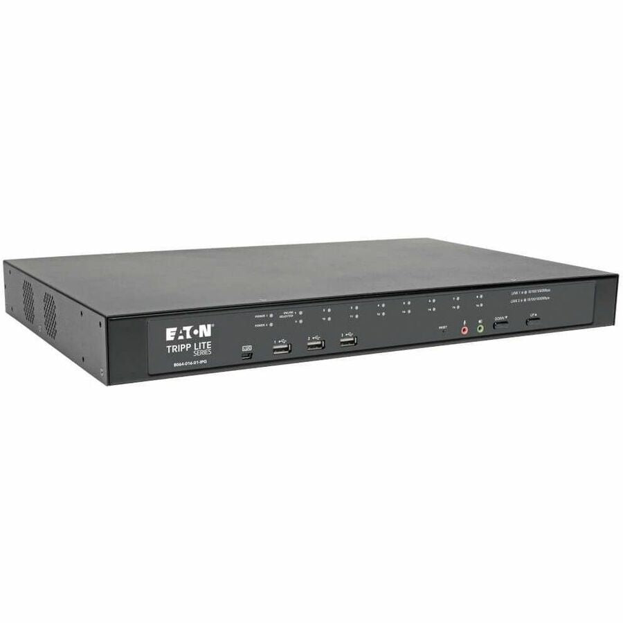 Tripp Lite Cat5 KVM Switch Over IP 16-Port w/Virtual Media 2 Users 1URM TAA - 16 Computer(s) - 1 Local User(s) - 1 Remote User(s) - 19 x Network (RJ-45) - 2 x PS/2 Port - 6 x USB1 x VGA - Rack-mountab...  - B064-016-01-IPG
