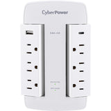 CyberPower CSP600WSURC5 Professional 6 - Outlet Surge with 900 J - NEMA 5-15P, Wall Tap, 2 - 3.6 Amps (Shared) USB, Lifetime Warranty - CSP600WSURC5