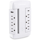 CyberPower CSP600WSURC5 Professional 6 - Outlet Surge with 900 J - NEMA 5-15P, Wall Tap, 2 - 3.6 Amps (Shared) USB, Lifetime Warranty - CSP600WSURC5