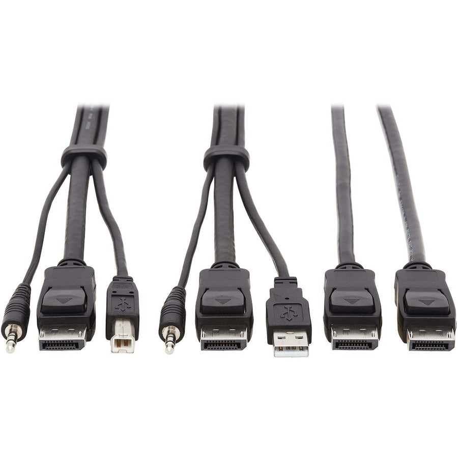 Tripp Lite Dual DisplayPort KVM Cable Kit 4K USB 3.5 mm Audio 3xM/3xM 6ft - 5.91 ft KVM Cable for KVM Switch, Computer, Monitor - First End: 1 x Mini-phone Male Audio, First End: 1 x DisplayPort Male ...  - P783-006-DP