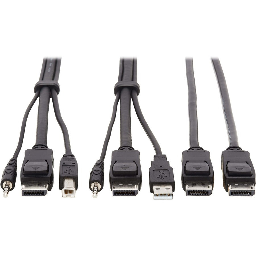 Tripp Lite Dual DisplayPort KVM Cable Kit 4K USB 3.5 mm Audio 3xM/3xM 10ft - 9.84 ft KVM Cable for KVM Switch, Computer, Monitor - First End: 1 x Mini-phone Male Audio, First End: 1 x DisplayPort Male...  - P783-010-DP