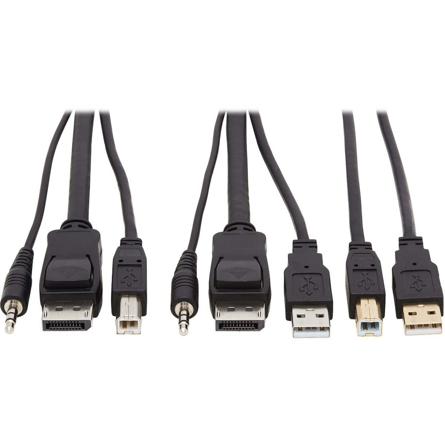 Tripp Lite DisplayPort KVM Cable Kit 4K USB 3.5mm Audio 3xM/3xM USB MM 10ft - 9.84 ft KVM Cable for KVM Switch, Computer - First End: 1 x Mini-phone Male Audio, First End: 1 x DisplayPort Male Digital...  - P783-010-U