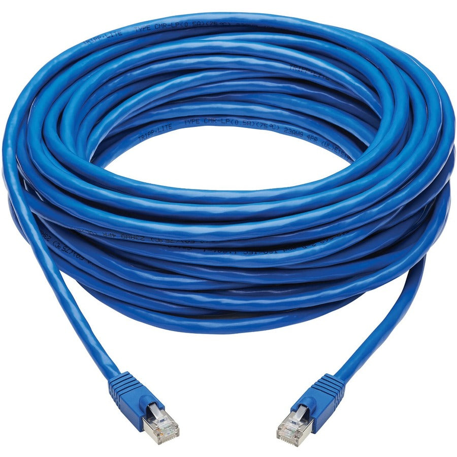 Tripp Lite Cat6a Patch Cable F/UTP Snagless w/ PoE 10G CMR-LP Blue M/M 50ft - 50 ft Category 6a Network Cable for Router, Server, Modem, Hub, Switch, PoE-enabled Device, Surveillance Camera, VoIP Devi...  - N261P-050-BL