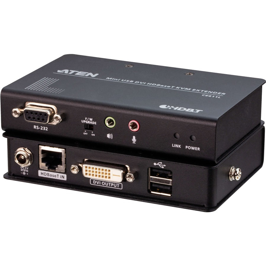 ATEN Mini USB DVI HDBaseT KVM Extender (1920 x 1200@100m) - 1 Local User(s) - 1 Remote User(s) - 328.08 ft Range - 1920 x 1200 Maximum Video Resolution - 2 x Network (RJ-45) - 3 - 2 x DVI - CE611
