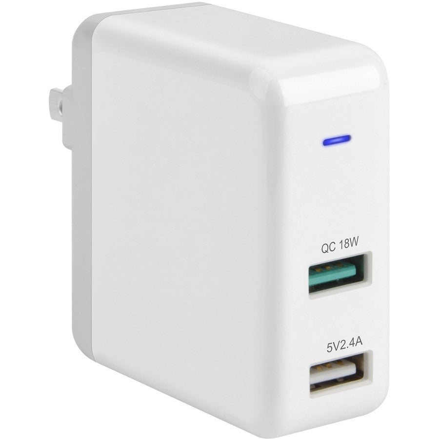 4XEM 30W Dual USB A Wall Charger Fast Charging - USB-A/USB-A dual charging port with combined 30W fast charging for Samsung, Apple, LG devices - 4XUSBAAPWR30W