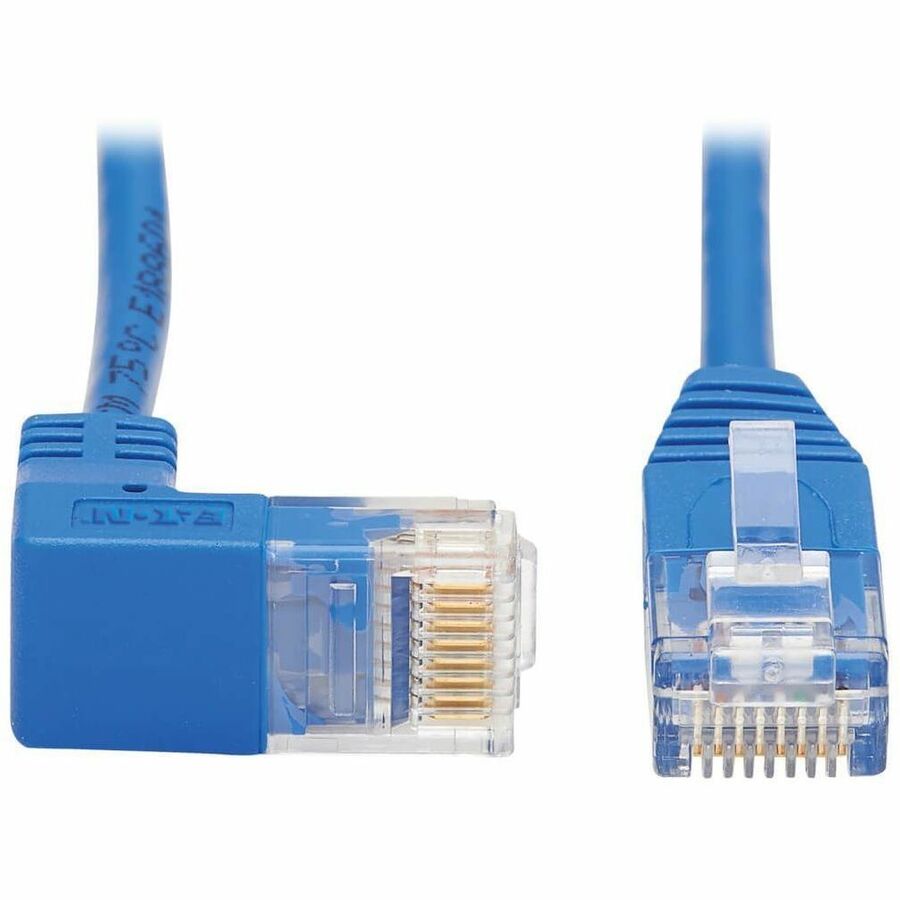 Tripp Lite Cat6 Ethernet Cable Down Right Angled Slim Molded M/M Blue 15ft - 15 ft Category 6 Network Cable for Network Device, Router, Server, Switch, Workstation, VoIP Device, Printer, Computer, Pho...  - N204-S15-BL-DN