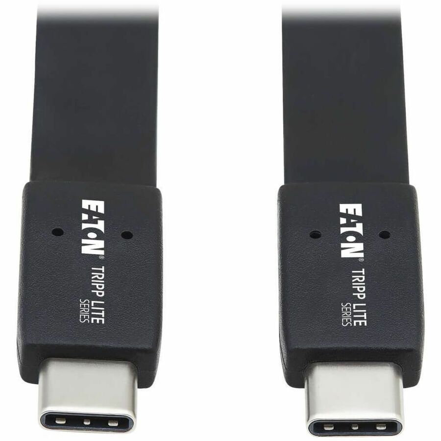 Tripp Lite USB C Cable Flat USB 3.1 Gen2 10Gbps M/M Thunderbolt 3 Black 3ft - 3 ft USB-C Data Transfer Cable for Smartphone, Computer, Charger, Power Bank, Mobile Device, Tablet, MacBook Pro, Notebook...  - U420-003-G2-FL