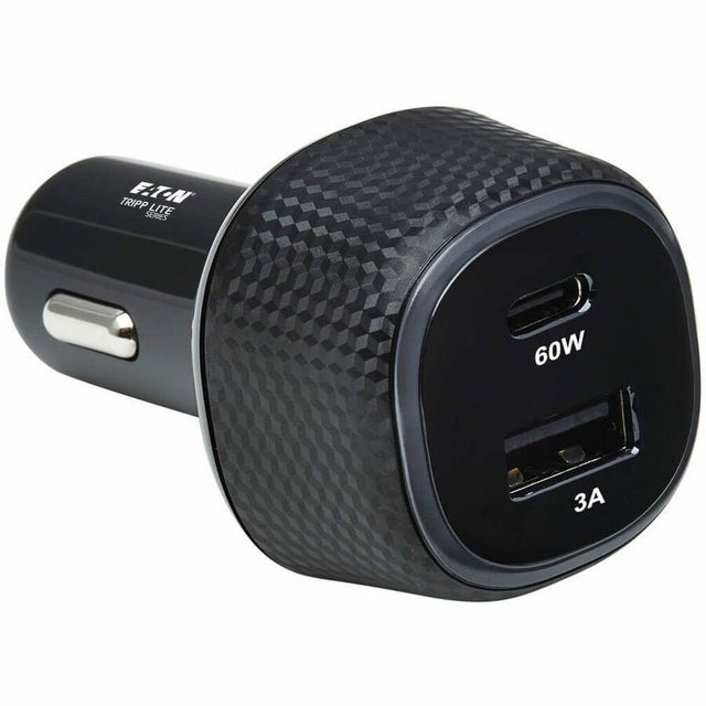 Tripp Lite USB Car Charger Dual-Port 63W Max Charging USB C USB-A Black - 12 V DC Input - 6.5 V DC/3 A, 9 V DC, 12 V DC, 5 V DC, 15 V DC, 20 V DC Output - Black - U280-C02-63W-1B EATON
