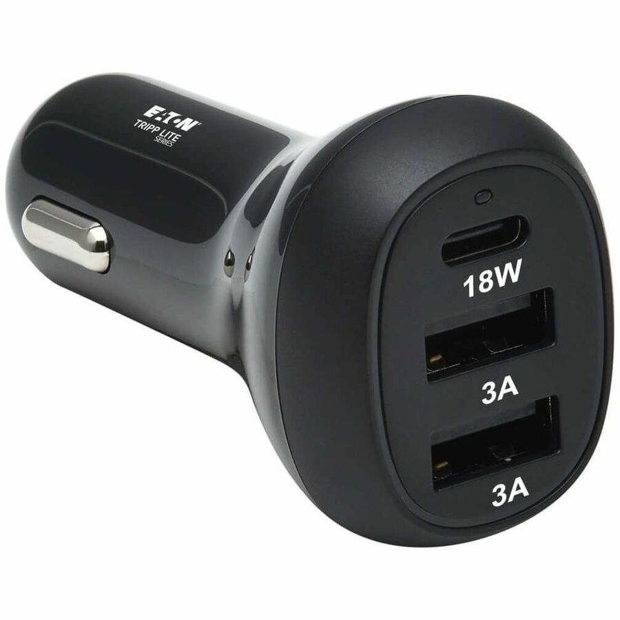 Tripp Lite USB Car Charger 3-Port 36W Max Charging USB C, 2 USB-A Black - 12 V DC Input - 5 V DC/3 A, 9 V DC, 12 V DC Output - Black - U280-C03-36W-1B