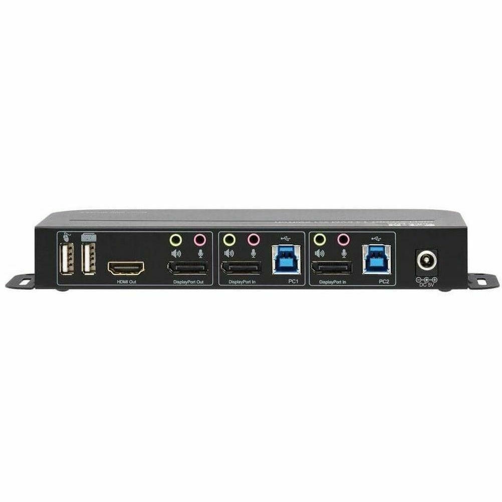 Tripp Lite DisplayPort USB KVM Switch 2-Port 4K 60Hz HDR DP 1.4 USB Cables - 2 Computer(s) - 1 Local User(s) - 4096 x 2160 - 6 x USB - 1 x HDMI - 3 x DisplayPort - B005-DPUA2-K