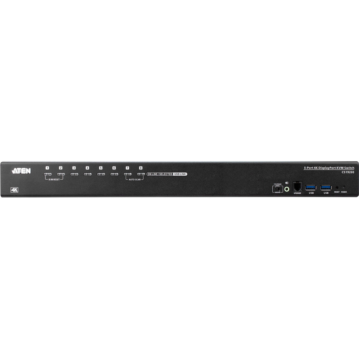 ATEN CS19208 8-Port USB 3.0 4K DisplayPort KVM Switch with Rack Mounting Kit - 8 Computer(s) - 1 Local User(s) - 4096 x 2160 - 12 x USB - 1 x HDMI - 9 x DisplayPort - CS19208