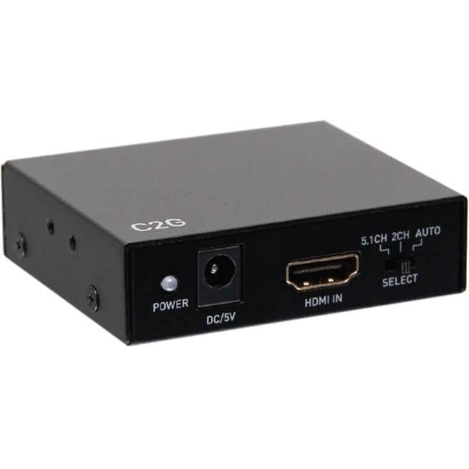 C2G HDMI Audio Extractor with TOSLINK, SPDIF and 3.5mm - 4K 60Hz - 1 x HDMI In - 1 x HDMI Out - Nickel, Gold Plated - Metal - C2G41003