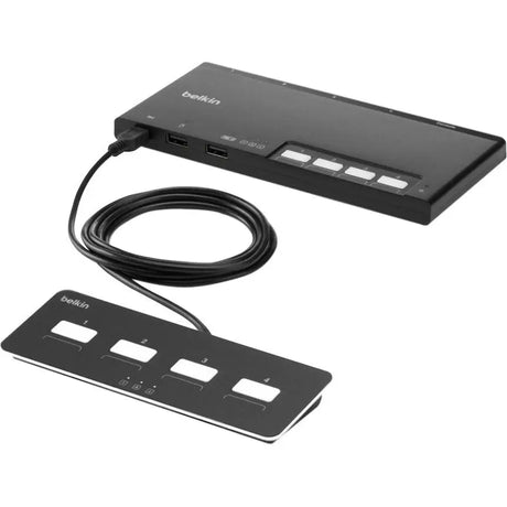 Belkin 4-Port Modular Secure KM Switch PP4.0 W/ Remote - 4 Computer(s) - 1 Local User(s) - 4 x USB - Desktop, Wall Mountable - TAA Compliant - F1DN004MOD-KM-4 BELKIN