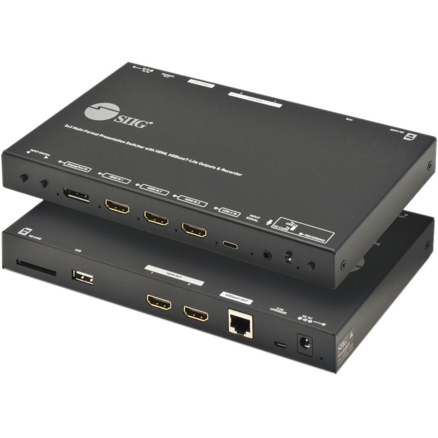 SIIG 5x3 Multi-Format 4K 60Hz Presentation Switcher & Recorder 230ft - TAA Compliant - 5 Port Switch & 3 Port Splitter ; Does Not Record HDCP Protected Contents - CE-H26S11-S1