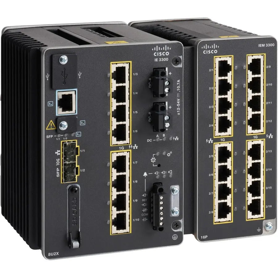 Cisco Catalyst IE-3300-8U2X Ethernet Switch - 8 Ports - Manageable - Gigabit Ethernet, 10 Gigabit Ethernet - 10/100/1000Base-T, 10GBase-X - 3 Layer Supported - Modular - 42 W Power Consumption - 480 W...  - IE-3300-8U2X-E CISCO