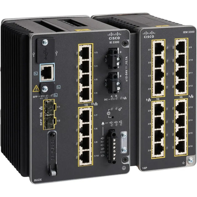 Cisco Catalyst IE-3300-8U2X Ethernet Switch - 8 Ports - Manageable - Gigabit Ethernet, 10 Gigabit Ethernet - 10/100/1000Base-T, 10GBase-X - 3 Layer Supported - Modular - 42 W Power Consumption - 480 W...  - IE-3300-8U2X-E CISCO