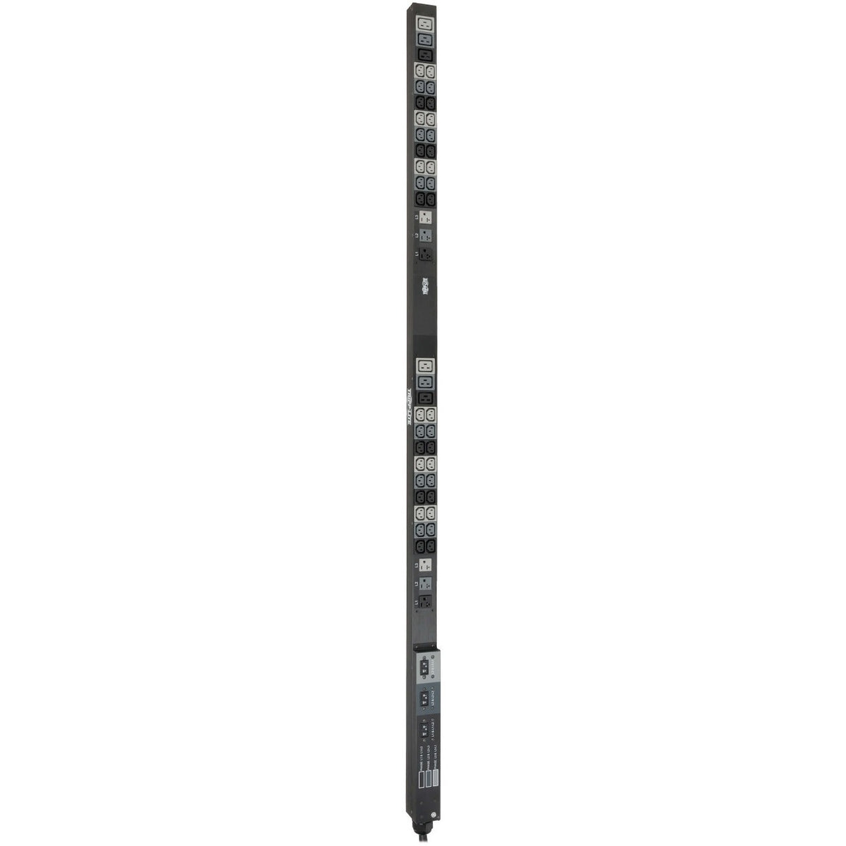 Tripp Lite PDU 3-Phase Basic 208/120V 8.6kW 36 C13 6 C19 6 5-15/20R 70in 0U - Basic - NEMA L21-30P - 36 x IEC 60320 C13, 6 x IEC 60320 C19, 6 x NEMA 5-15/20R - 230 V AC - 0U - Vertical/Toolless - Rack...  - PDU3V6L2130