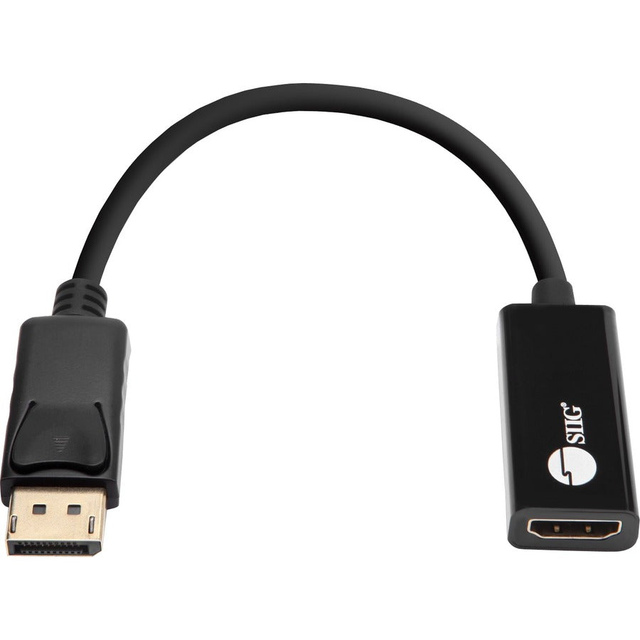 SIIG DisplayPort to HDMI Adapter 4K/30Hz - 1 x 20-pin DisplayPort Digital Audio/Video Male - 1 x 19-pin HDMI Digital Audio/Video Female - 3840 x 2160 Supported - Black - CB-DP1T12-S1