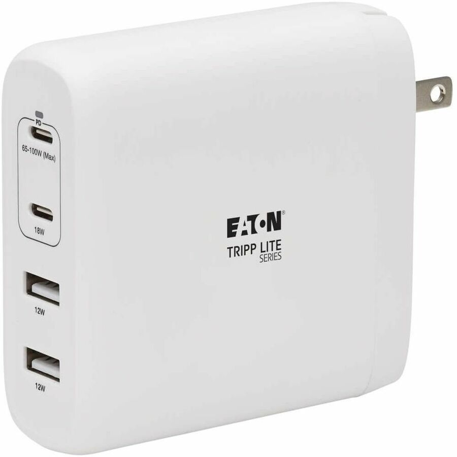 Tripp Lite USB C Wall Charger 4Port Compact Gan Technology 100W PD3.0 White - 120 V AC, 230 V AC Input - 5 V DC/5 A, 9 V DC, 15 V DC, 20 V DC Output - White - U280-W04-100C2G