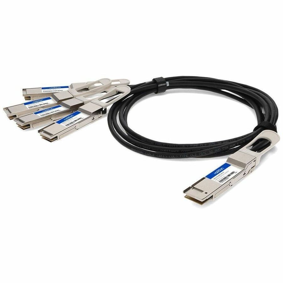 AddOn Twinaxial Network Cable - 3.28 ft Twinaxial Network Cable for Network Device, Switch, Server, Router, Transceiver - First End: 1 x QSFP-DD Network - Second End: 4 x QSFP28 Network - 200 Gbit/s -...  - CAB-D-4Q-200G-1M-AO