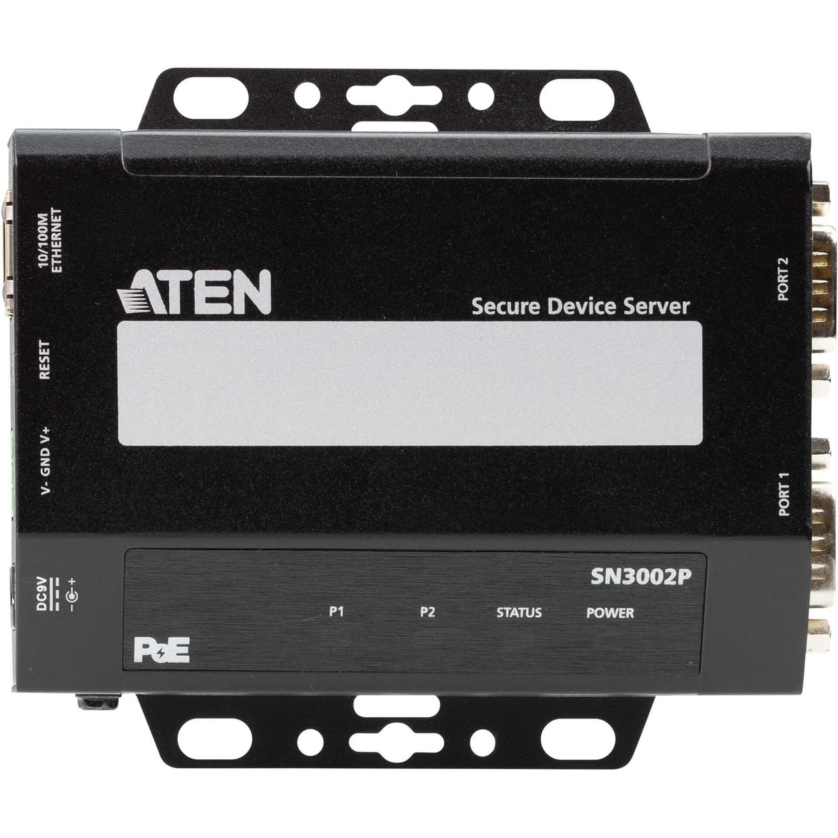 ATEN SN3002P 2-Port RS-232 Secure Device Server with PoE - Twisted Pair - 1 x Network (RJ-45) - 2 x Serial Port - PoE Ports - 10/100Base-TX - Fast Ethernet - Desktop, Wall Mountable, DIN Rail Mountabl...  - SN3002P