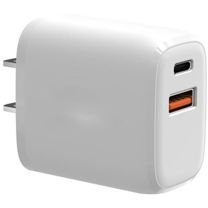 4XEM 38W USB-C and USB-A Charger - 1 Pack - 38 W - 120 V AC, 230 V AC Input - 5 V DC/3 A, 9 V DC, 12 V DC Output - White - 4XPOWERAC