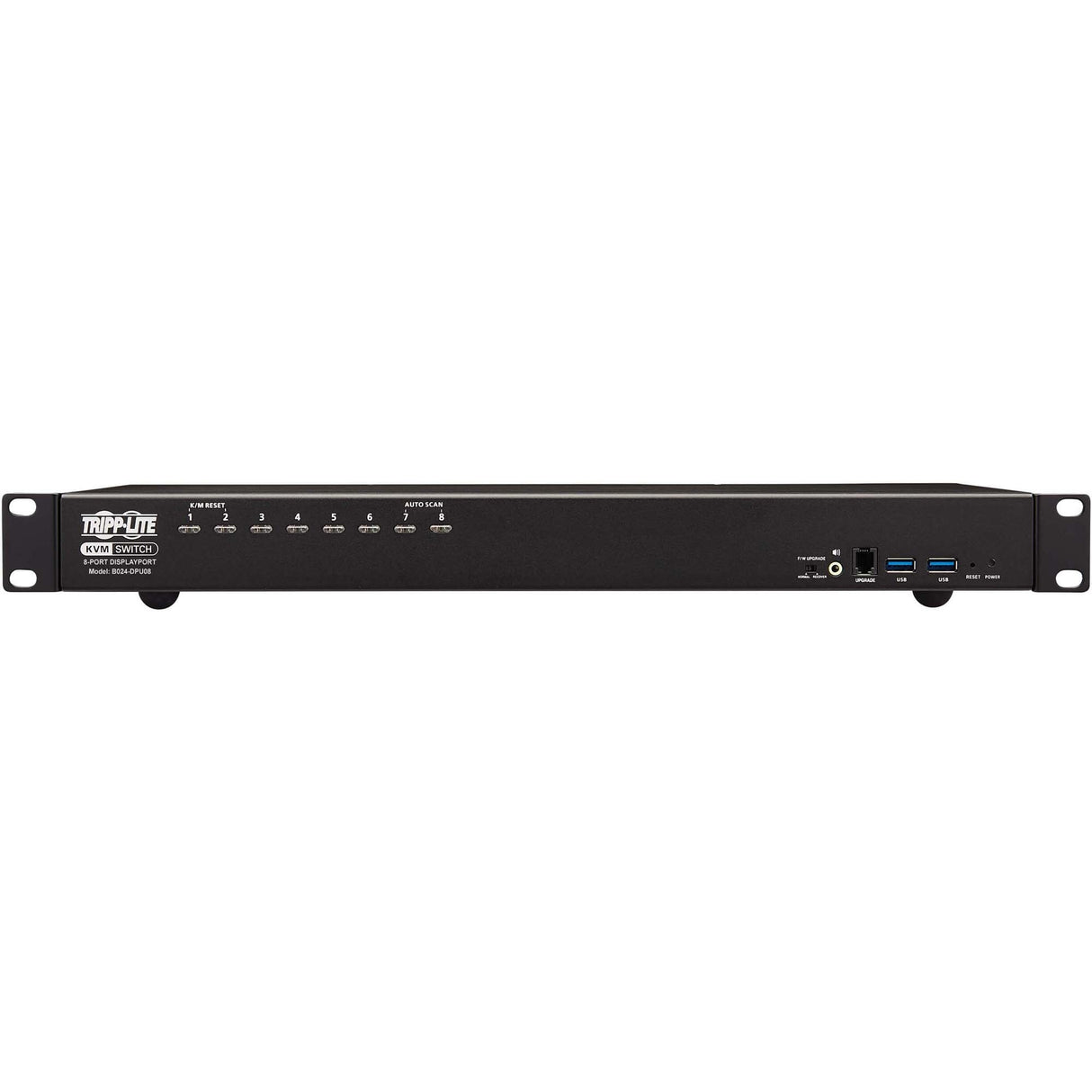 Tripp Lite DisplayPort / USB KVM Switch 8-Port Audio/Video 4K 60Hz 1URM - 8 Computer(s) - 4096 x 2160 - 50 Hz, 60 Hz - 10 x USB - Rack-mountable, Desktop - 8 x DisplayPort - 1U - B024-DPU08