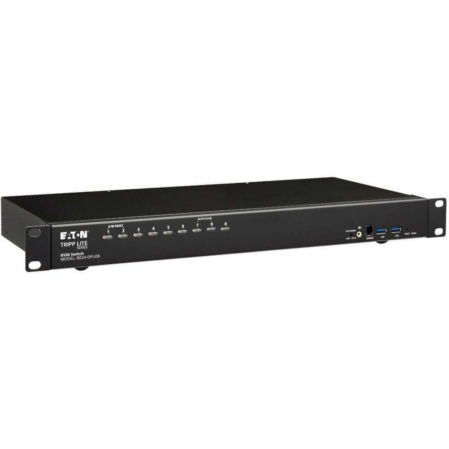 Tripp Lite DisplayPort / USB KVM Switch 8-Port Audio/Video 4K 60Hz 1URM - 8 Computer(s) - 4096 x 2160 - 50 Hz, 60 Hz - 10 x USB - Rack-mountable, Desktop - 8 x DisplayPort - 1U - B024-DPU08