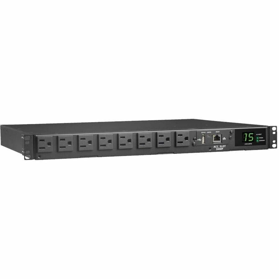 Tripp Lite PDU ATS/Monitored 120V 1.44kW 15A 8 5-15R Dual 5-15P 12ft Cords - Metered Auto Transfer Switch - NEMA 5-15P - 8 x NEMA 5-15R - 120 V AC - 1U - Horizontal - Rack-mountable, Wall-mountable - ...  - PDUMNH15AT1