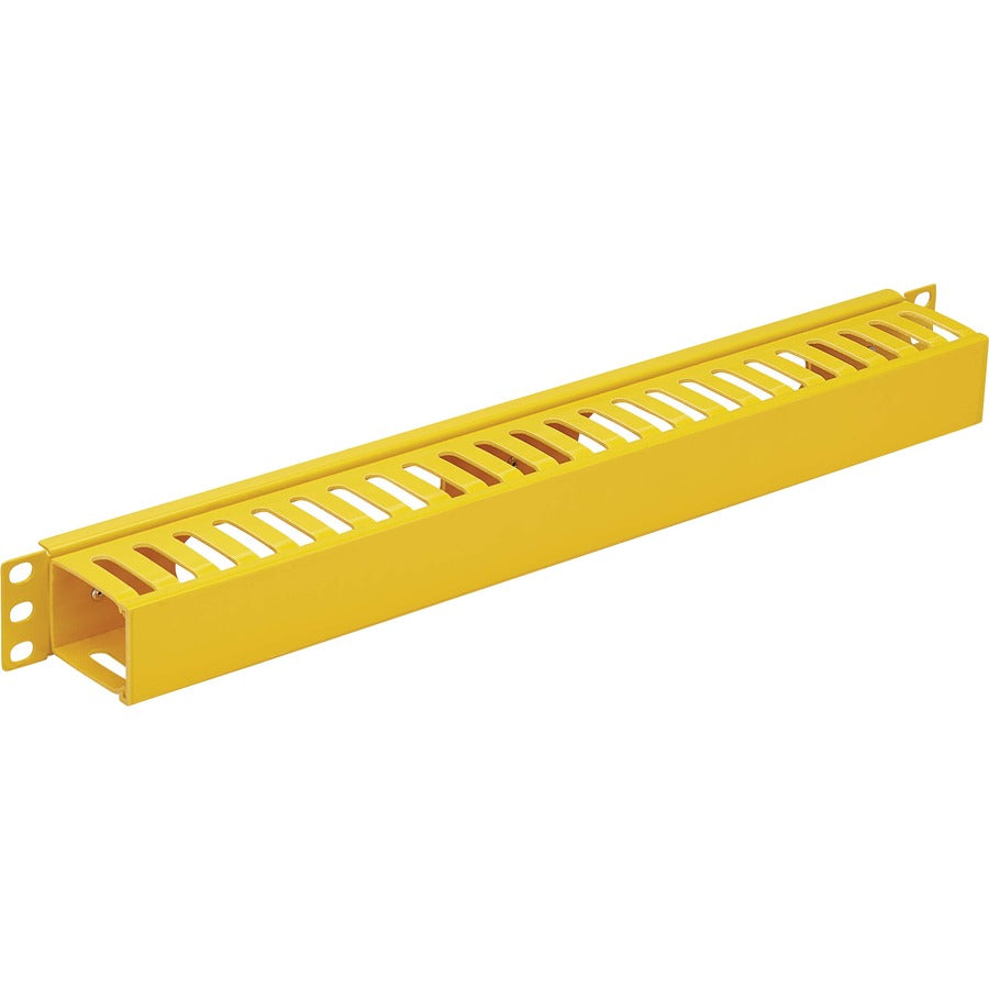 Tripp Lite Horizontal Cable Manager - Finger Duct with Cover, Yellow, 1U - Horizontal Cable Manager - Yellow - 1U Rack Height - Steel - SRCABLEDUCT1UFC