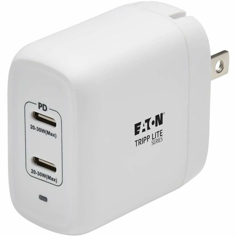 Tripp Lite USB C Wall Charger Dual-Port Compact 40W PD Charging GaN White - 120 V AC, 230 V AC Input - 5 V/3 A, 9 V, 12 V Output - White - U280-W02-40C2-G