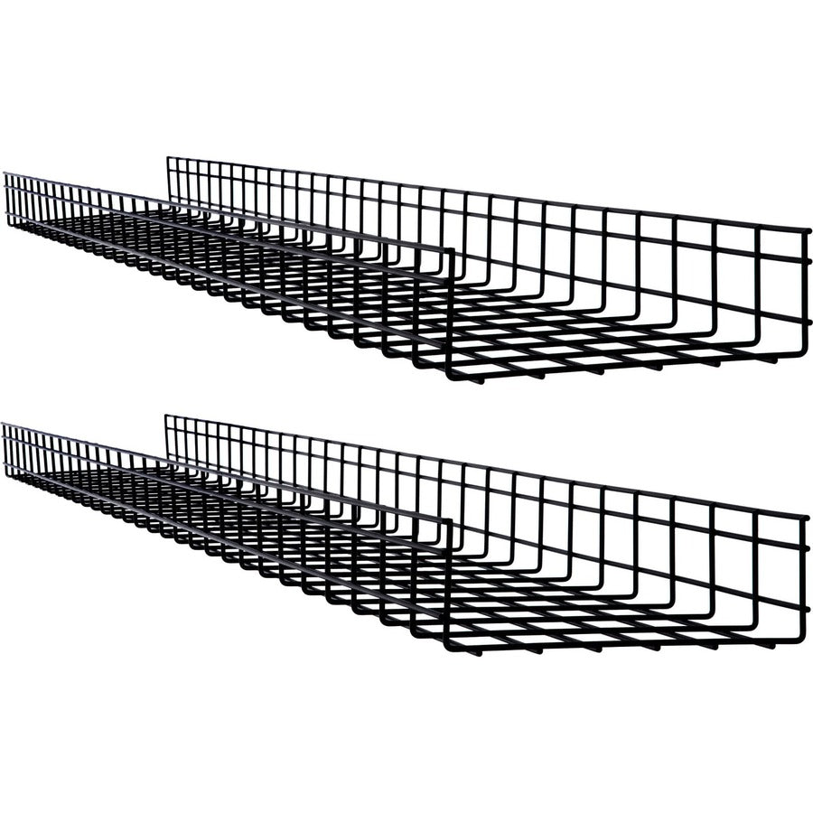 Tripp Lite Wire Mesh Cable Tray - 300 x 100 x 1500 mm (12 in. x 4 in. x 5 ft.), 2-Pack - Cable Tray - Black Powder Coat - 2 Pack - Steel - SRWB12410X2STR