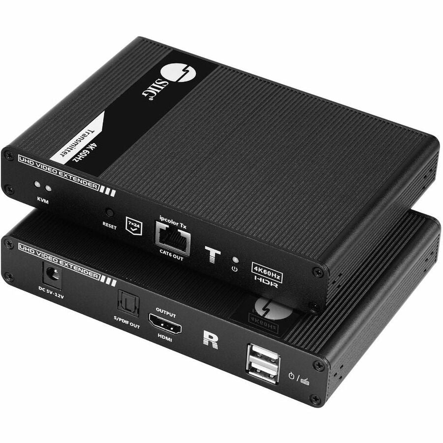 SIIG HDMI 2.0 KVM Over Cat6 Extender with Loopout & S/PDIF - 1 Computer - 1 Local User - 229.66 ft Range - 4K - 2 x Network RJ-45 - 3 x USB - 3 x HDMI - 120 V AC, 240 V AC Input Voltage - CE-H26Y11-S1