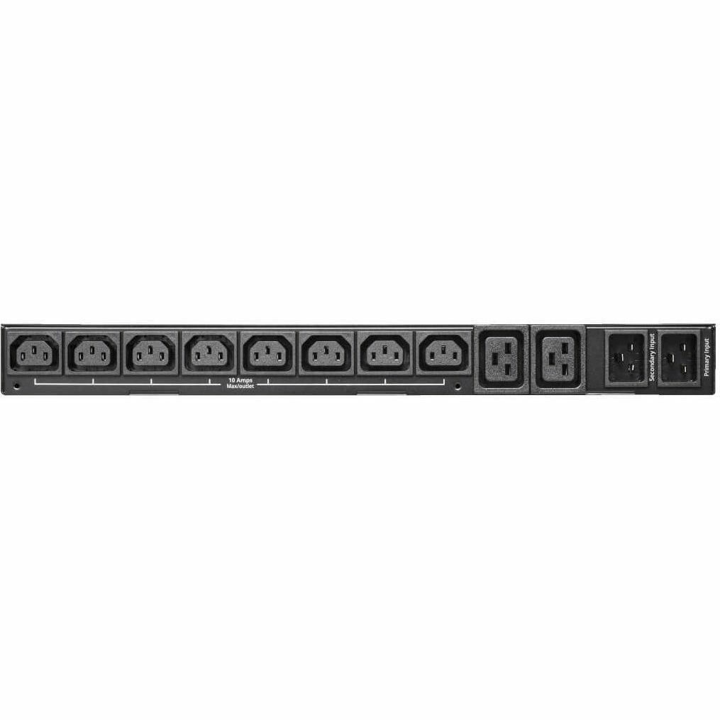 Tripp Lite PDU ATS/Metered 200-240V 8 C13 2 C19 Dual C20 12ft Cords 1URM - Metered Auto Transfer Switch - IEC 60320 C20 - 8 x IEC 60320 C13, 2 x IEC 60320 C19 - 230 V AC - 1U - Horizontal - Rack-mount...  - PDUMH20HVATS