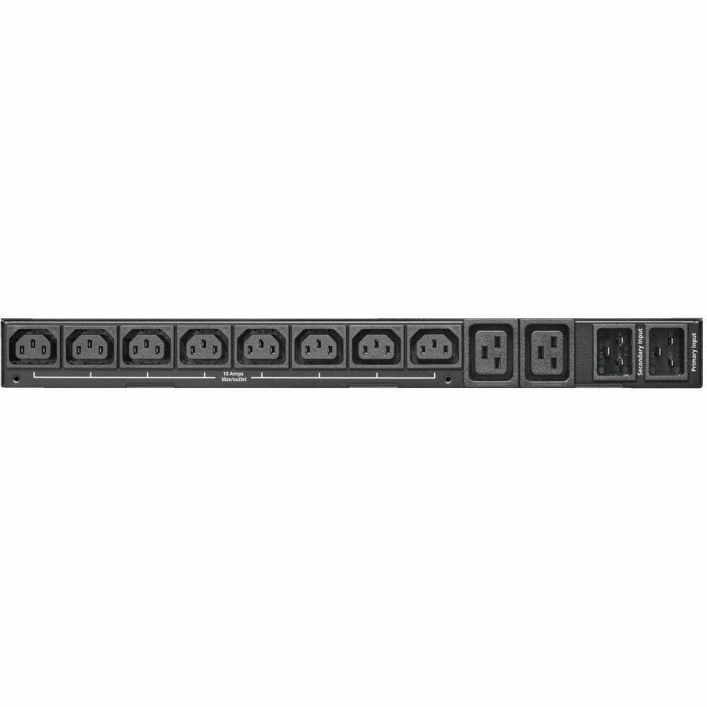 Tripp Lite PDU ATS/Metered 200-240V 8 C13 2 C19 Dual C20 Network Card 1URM - Auto Transfer Switch - IEC 60320 C20 - 8 x IEC 60320 C13, 2 x IEC 60320 C19 - 230 V AC - 1U - Horizontal - Rack-mountable -...  - PDUMNH20HVAT1