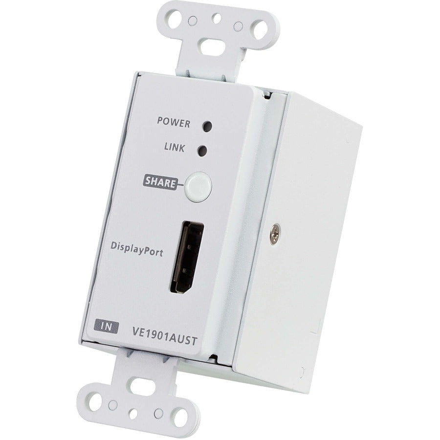 ATEN DisplayPort HDBaseT-Lite Transmitter with US Wall Plate / PoH - 1 Input Device - 229.66 ft Range - 1 x Network (RJ-45) - DisplayPort - 4K UHD - 4096 x 2160 - Twisted Pair - Category 6a - Wall Pla...  - VE1901AUST