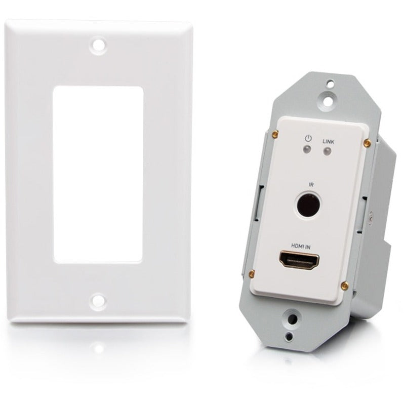 C2G 4K HDMI HDBaseT + RS232 and IR Single Gang Wall Plate Transmitter - 1 Input Device - 230 ft Range - 1 x Network (RJ-45) - 1 x HDMI In - 4K UHD - Twisted Pair - Category 7 - Wall Plate - C2G30021