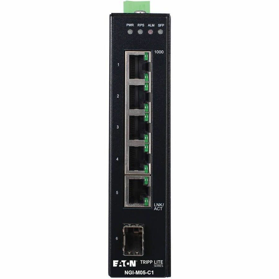 Tripp Lite 5-Port Managed Industrial Gigabit Ethernet Switch - 10/100/1000 Mbps, GbE SFP Slot, -40&deg; to 75&deg;C, DIN Mount - 5 Ports - Manageable - Gigabit Ethernet - 10/100/1000Base-T, 100Base-FX...  - NGI-M05-C1
