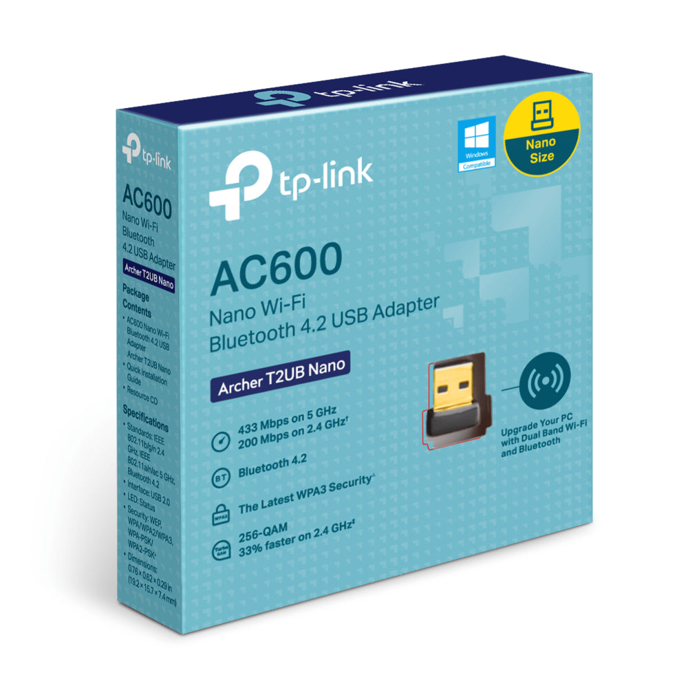 TP-Link AC600 Nano Dual Band Wi-Fi Bluetooth 4.2 USB Adapter - ARCHER T2UB NANO