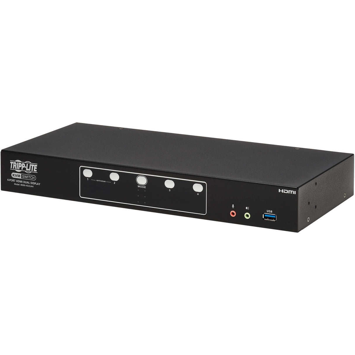Tripp Lite HDMI KVM Switch 4-Port Dual-Switch Desktop 4K60Hz USB 3.2 Gen 1 - 1 Computer(s) - 4096 x 2160 - 50 Hz, 60 Hz - 1 x Network (RJ-45) - 8 x USB - 10 x HDMI - Desktop, Rack-mountable - B006-HD2UA4