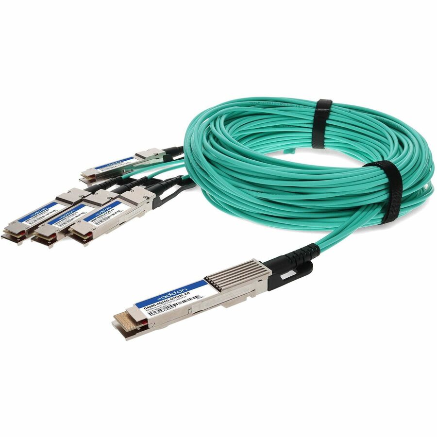 AddOn Fiber Optic Network Cable - 3.28 ft Fiber Optic Network Cable for Network Device, Transceiver, Server, Switch, Storage Adapter - First End: 1 x QSFP-DD Network - Second End: 4 x QSFP56 Network -...  - Q400G-4Q56G-AOC1M-AO