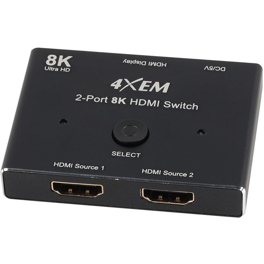 4XEM 8K 2-Port HDMI Switch - 1 Pack - 3 x HDMI 2.1 Digital Audio/Video - Female - 1 x Micro USB - Female - 7680 x 4320 Supported - Black